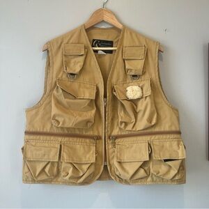 Vintage Columbia Photography Vest Mens Large Brown Fishing Hunting Safari